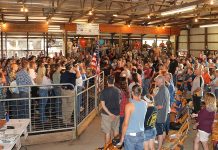 Butler Farm Show market livestock sale results Butler Farm Show crowd before sale