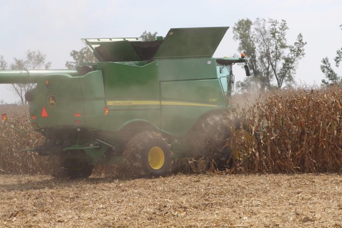Deere combine corn