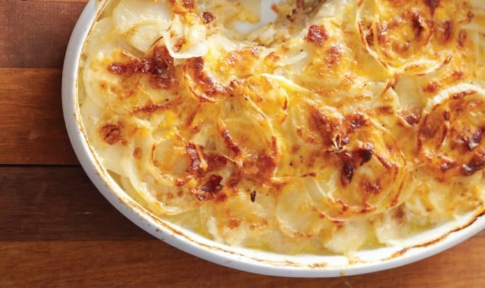feature.web Super Cheesy Bacon and Onion Potato Gratin