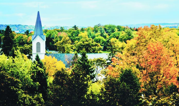 rural town church steeple fall-2