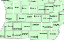 Second Michigan farm confirmed with bovine tuberculosis Map of lower Michigan counties