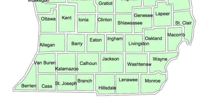 Map of lower Michigan counties