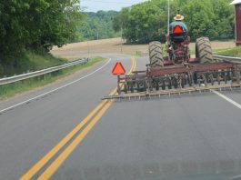 tractor on the road