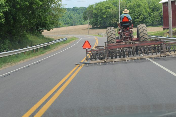 tractor on the road