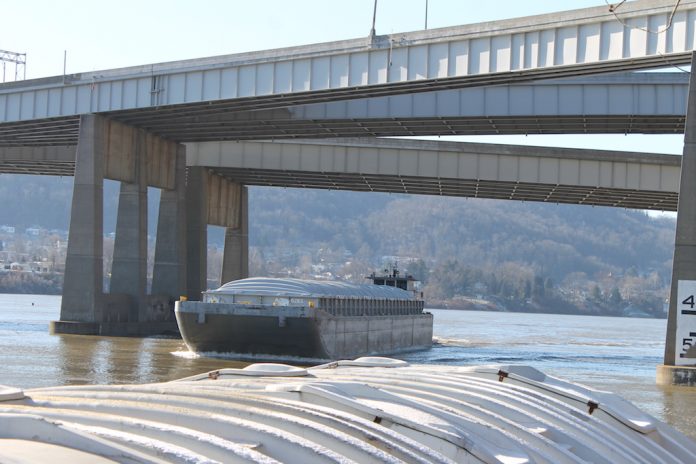 grain barge on Ohio river grain barge