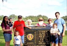 Seeing the Purple Heart monument in Florida with the Davis and Tenzek families