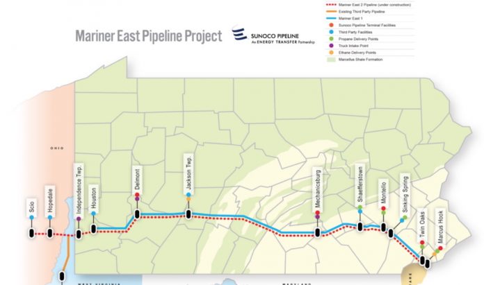 Mariner East 2 pipeline map Mariner East 2 pipeline map
