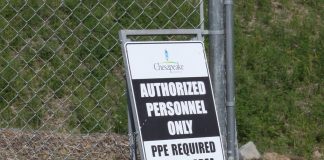 Chesapeake Energy selling Utica shale interests sign at drilling site