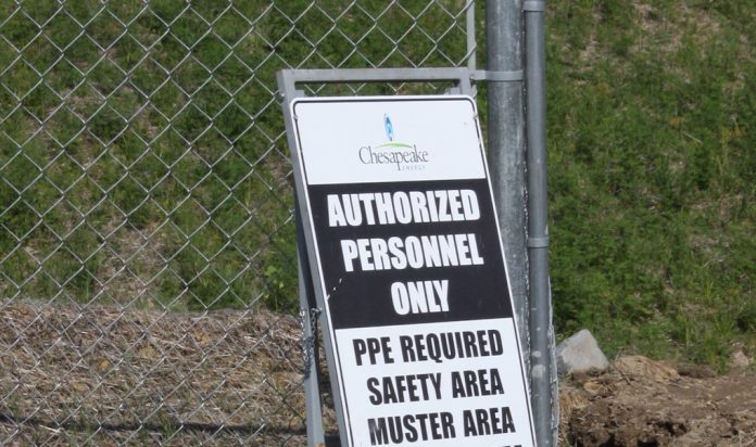 chesapeake sign. sign at drilling site