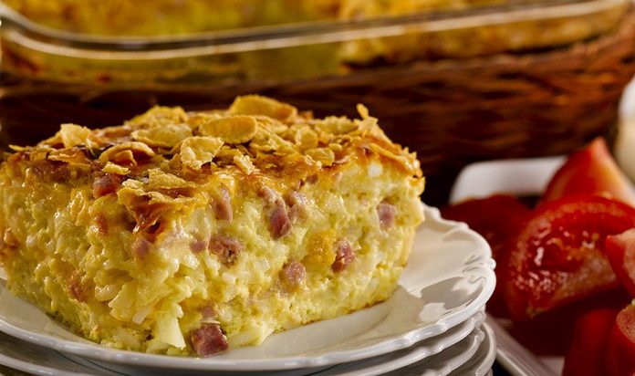 Layered Brunch Casserole A piece of Layered Brunch Casserole