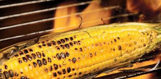 Maple Grilled Corn in the grill.