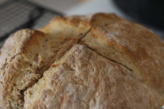 Irish Soda Bread Close up of the top of an Irish Soda Bread showing the cross pattern cuts after baking