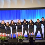 The 91st Ohio FFA State Convention The 2018-2019 Ohio FFA officers wrapped up their terms during the 91st Ohio FFA State Convention. The officers included (L-R) Kolesen McCoy, president; Grace Lach, vice president at large; Emma Dearth, vice president at large; Mallory Caudill, sentinel; Kalyn Strahley, treasurer; Bailey Eberhart, reporter; Holly McClay, vice president; Tyler Zimpfer, vice president at large; Grant Lach, vice president at large and Gretchen Lee, secretary. (Mickayla Overholt photo.)
