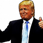 Watching a train wreck happen Donald trump cartoon with thumbs up