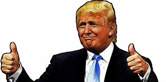 Donald trump cartoon with thumbs up