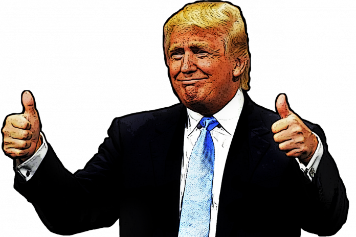 Donald trump cartoon with thumbs up