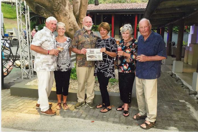 While vacationing in Costa Rica for 11 days, this group took along Farm and Dairy. Pictured (left to right): Al and Louise Fenselon, of Bloomfield, Ohio; John and Barb Swingle, of Lakeville, Ohio; and Fran and Don Tretera, of Parkman, Ohio.