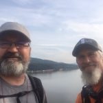 Appalachian Trail hikers near finish line Chuck Defer and his hiking partner Goat