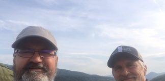 Chuck Defer and his hiking partner Goat