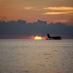 Birds, boats and big adventure sunset over water