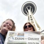 Visiting Seattle with Sam Muniz and Stephanie Cope Stephanie Cope, of Alliance, Ohio, (right) and daughter, Sam Muniz, of Lisbon, Ohio, took Farm and Dairy to Seattle. They are pictured in front of the Space Needle, the 1962 World’s Fair legacy and Seattle’s most iconic landmark.