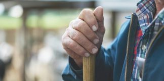 farmers hands on tool