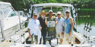 The four J’s took us to fish for king salmon in Lake Ontario. They chartered with Captain Mat Yablonsky and had a great day with some great catches. From left: Jeff Innocenti, Joe Krigar, Mat Yablonsky, John Hrelec and Jason Snyder.