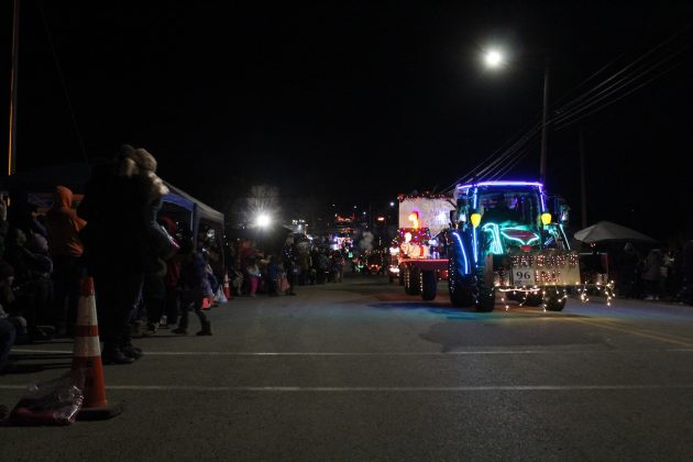 lighted tractor parade crowd
