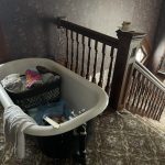 Wolves with power tools Kym Seabolt's bathtub in the hallway