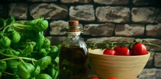 olive oil, tomato, basil