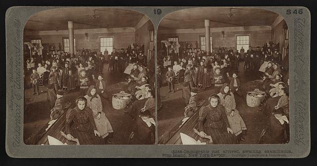 ellis island immigrants waiting in Ellis Island for examination