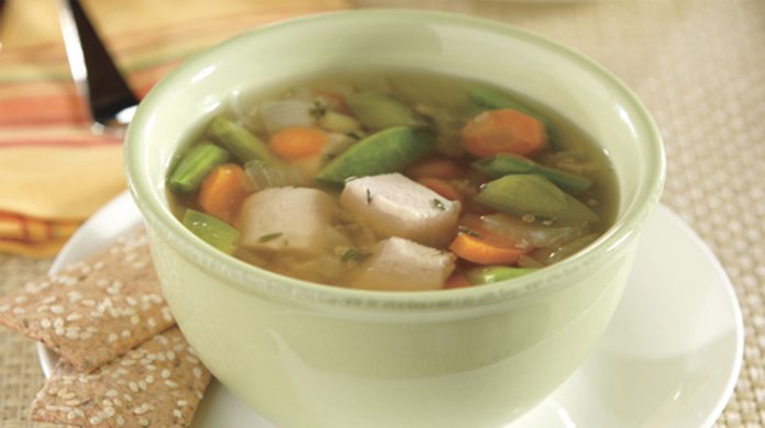 feature.web A bowl of Chicken and Quinoa Soup.