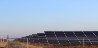 solar panels sit behind a fence