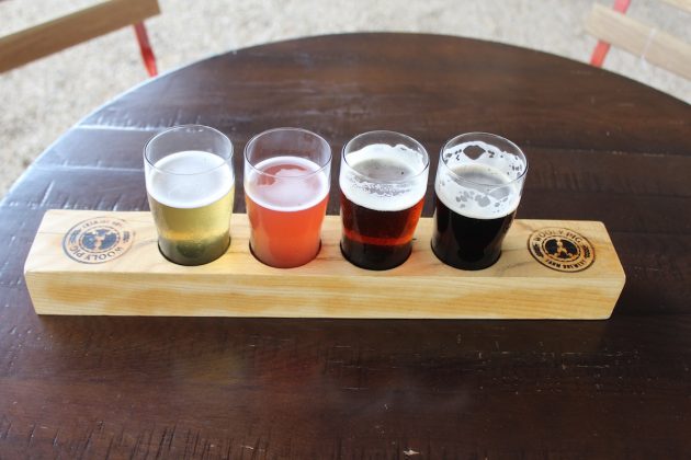 flight of craft beers