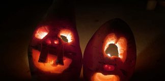 jack-o-lanterns made from potatoes