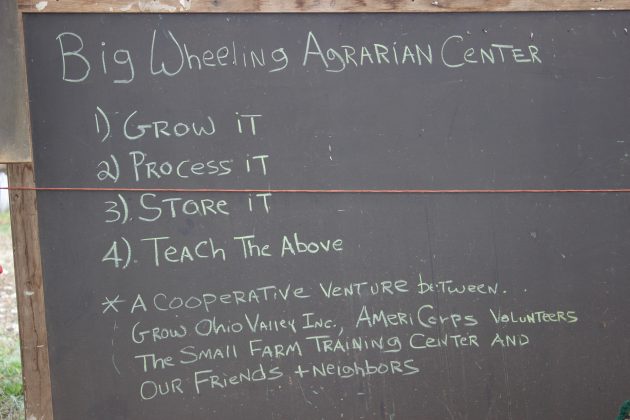 A chalkboard at a farm.