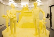 Butter sculpture highlights 2022 farm show theme of ‘harvesting more’ Half-Ton Butter Sculpture Highlights 2022 Farm Show Theme of ‘Harvesting More’