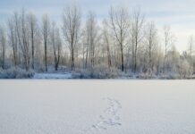 Dangers of frozen and cold water frozen lake