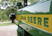 How green was our machinery shed john deere logo on tractor