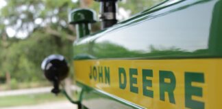 How green was our machinery shed john deere logo on tractor