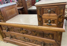 Mr. Big Stuff walnut and marble topped Eastlake Vanity Dresser circa 1880