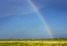 Rain, sweet rain rainbow in South Dakota