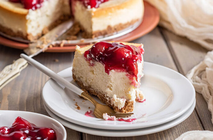French Vanilla Cheesecake Topped With Cherries