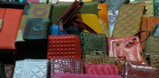 Pocketbooks and rain bonnets purses and wallets