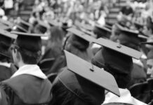 Healthy birds fly graduation cap