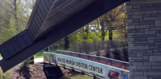 Magee Marsh boardwalk bridge entrance to visitor center