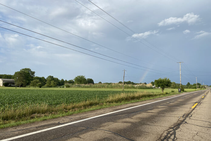 rainbow over cornfield rainbow over cornfield