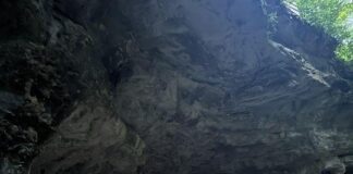 a photo of a cave
