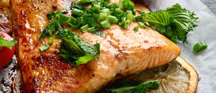 Grilled Salmon with lemon and herb