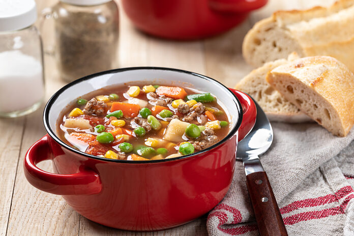 Bowl of vegetable beef soup